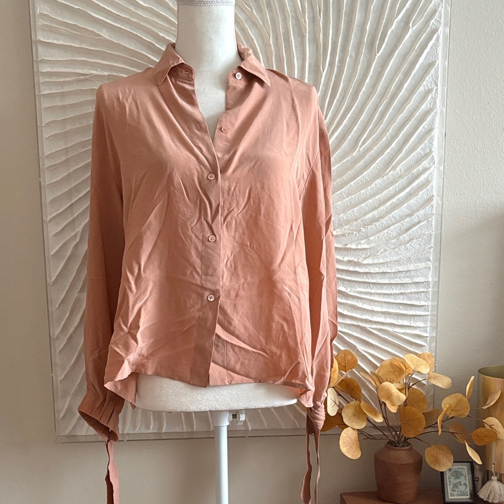 Vince 100% Silk Blouse in Dusty Rose
